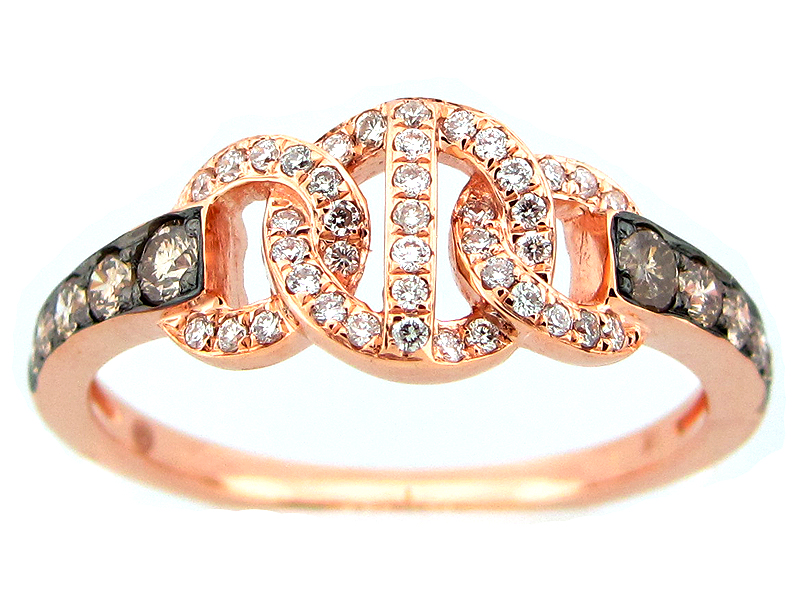 Brown & White Diamond Link Ring