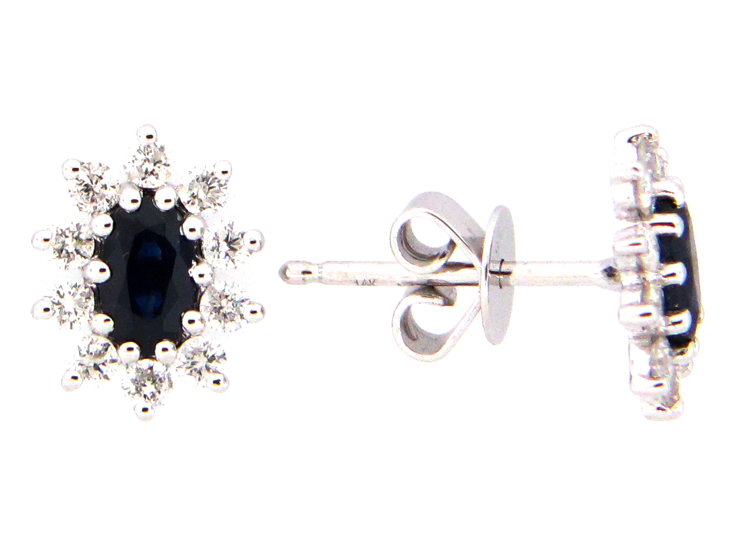 Sapphire & Diamond Stud Earring