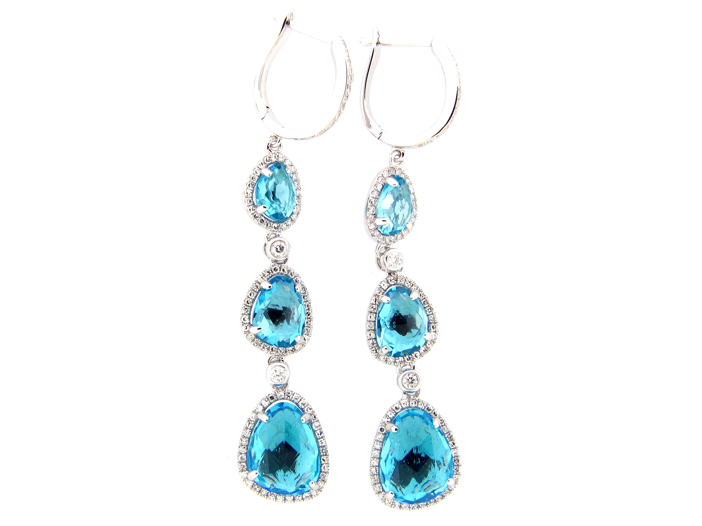Dilamani Jewelry | Swiss Blue Topaz & Diamond Drop Earring