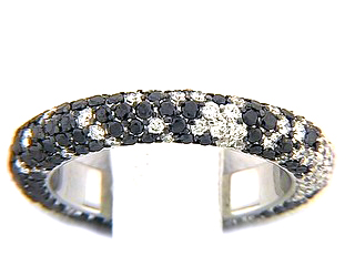 Black & White Diamond Eternity Pave Scatter Ring