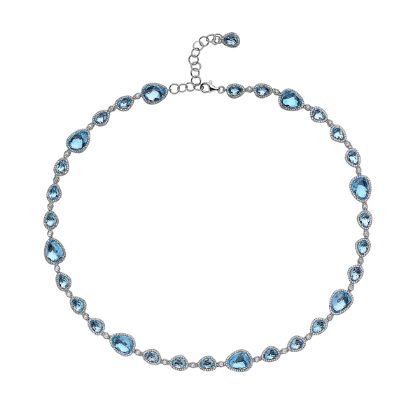 Dilamani Jewelry | Swiss Blue Topaz & Diamond Necklace