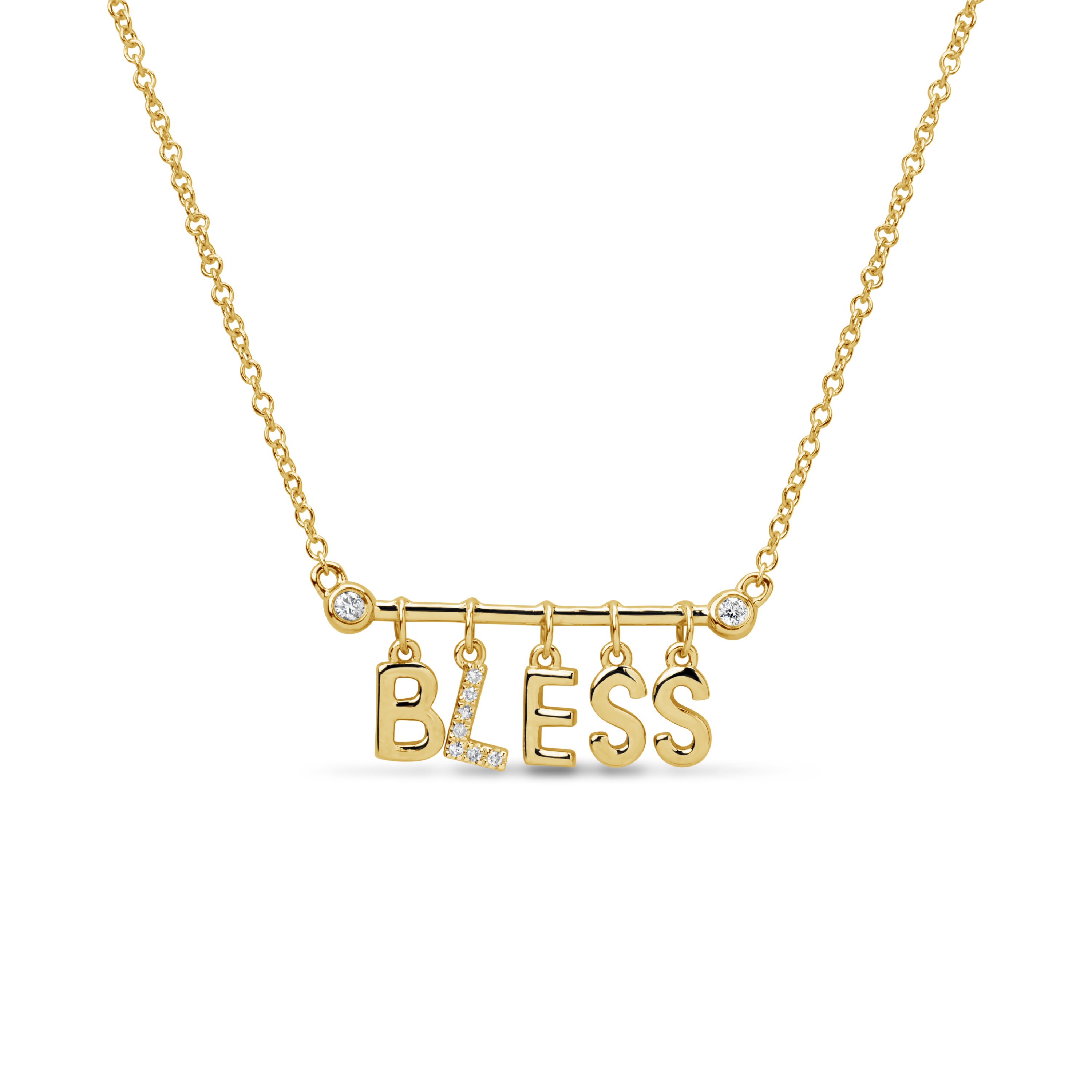 Diamond Bless Pendant Necklace