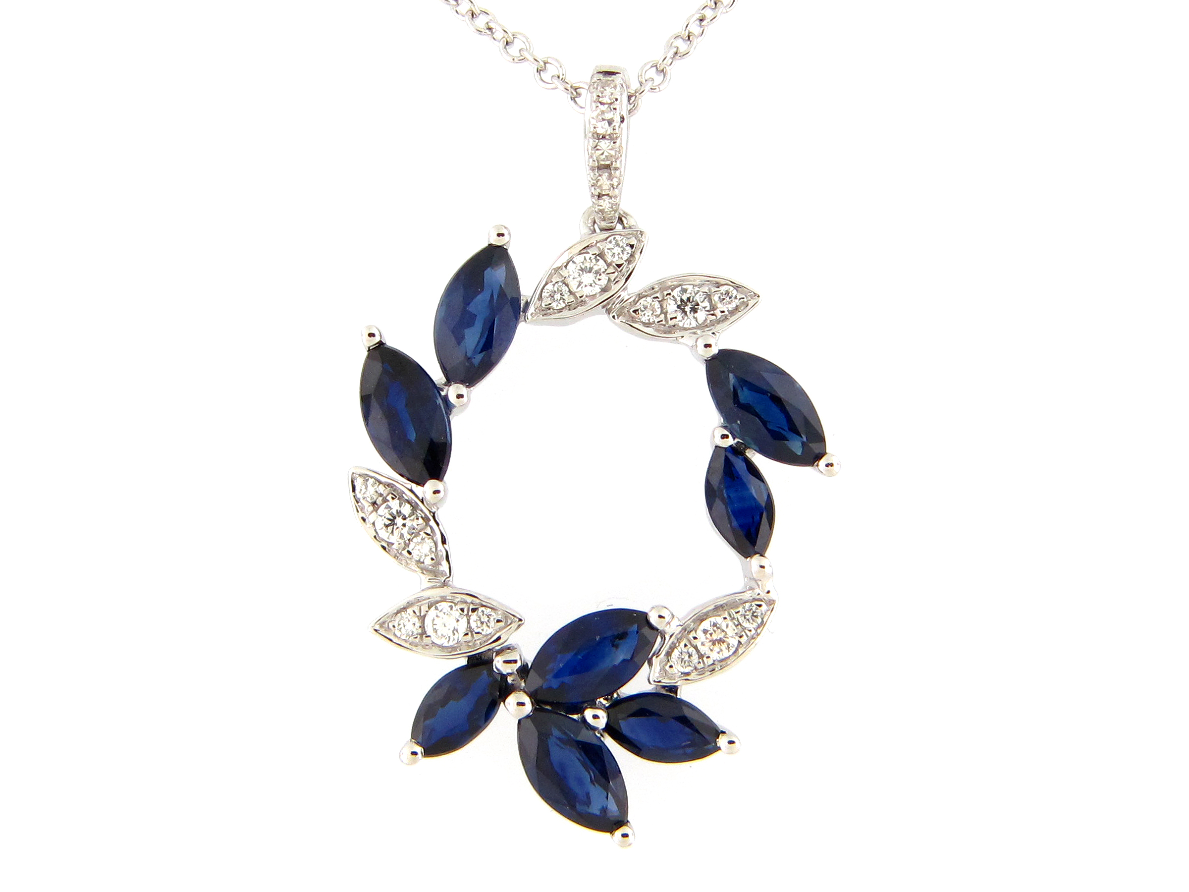 Sapphire & Diamond Wreath Pendant