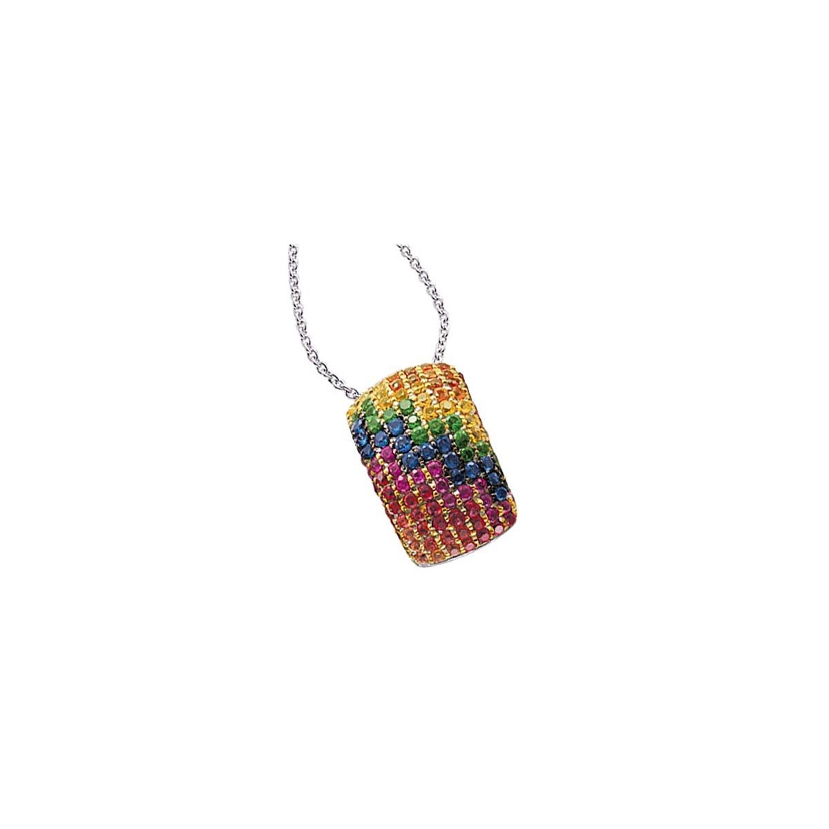 Micro-Pave Fancy Color Sapphire & Tsavorite Pendant Micro-Pave Fancy Color Sapphire & Tsavorite Pendant