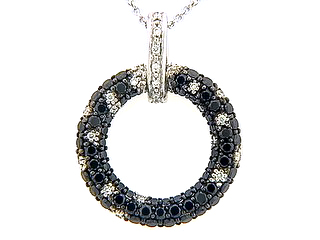 Black & White Diamond Pave Circle Pendant