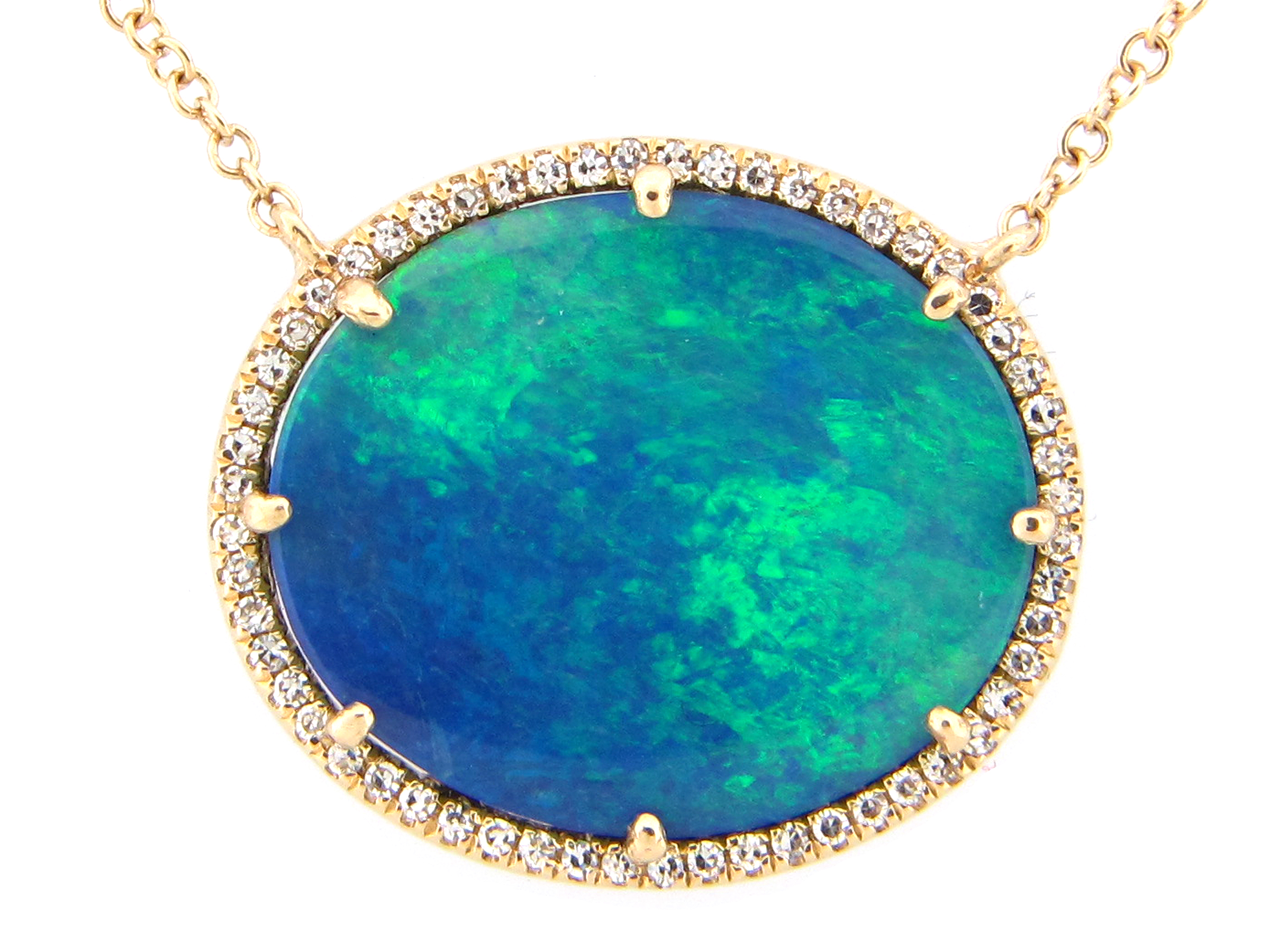 Black Opal & Diamond Pendant Necklace