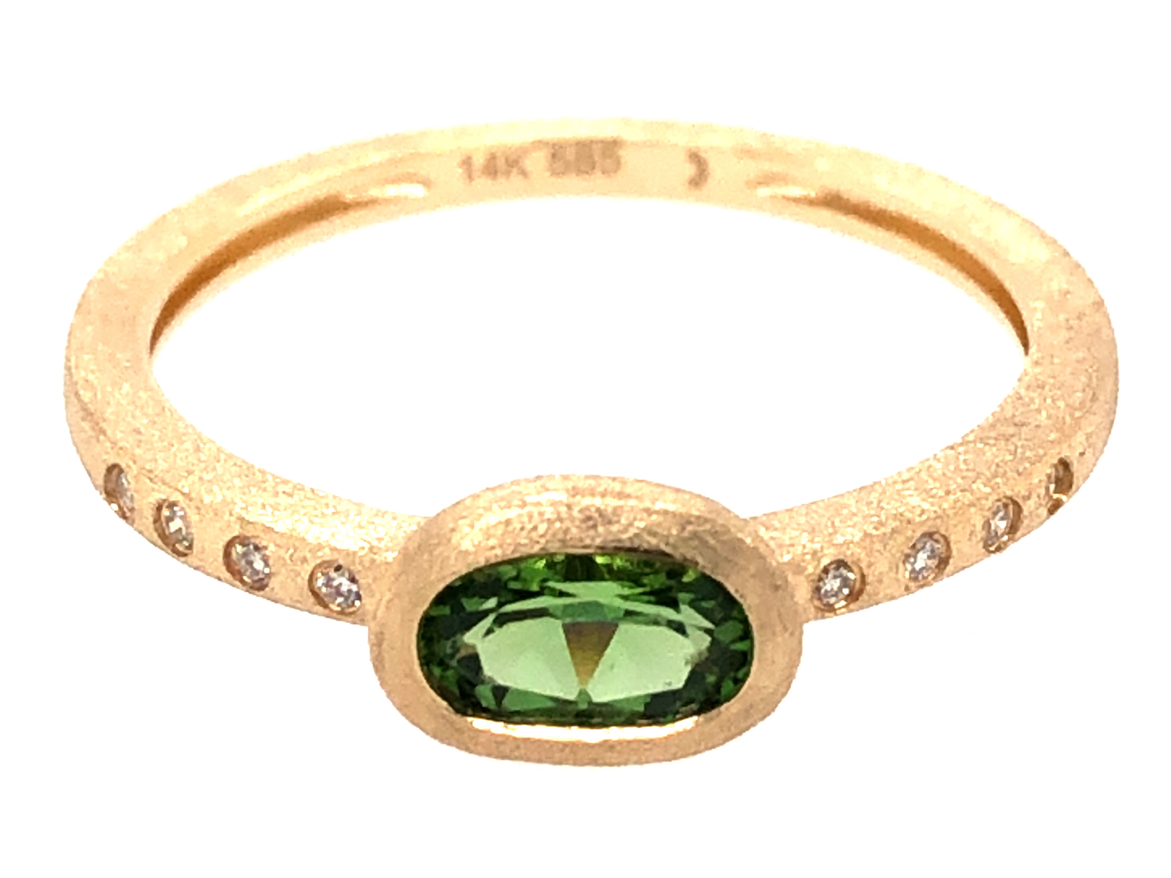 Chrome Tourmaline Oval Bezel & Diamond Ring