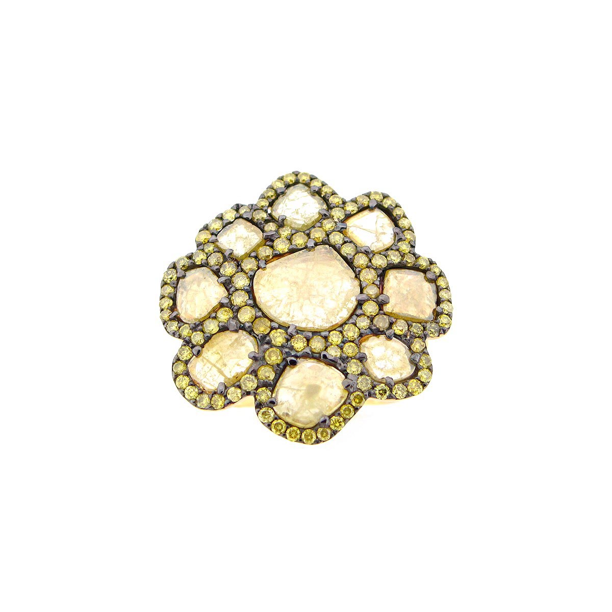 Rose Cut Slice Yellow Diamond Ring Rose Cut Slice Yellow Diamond Ring