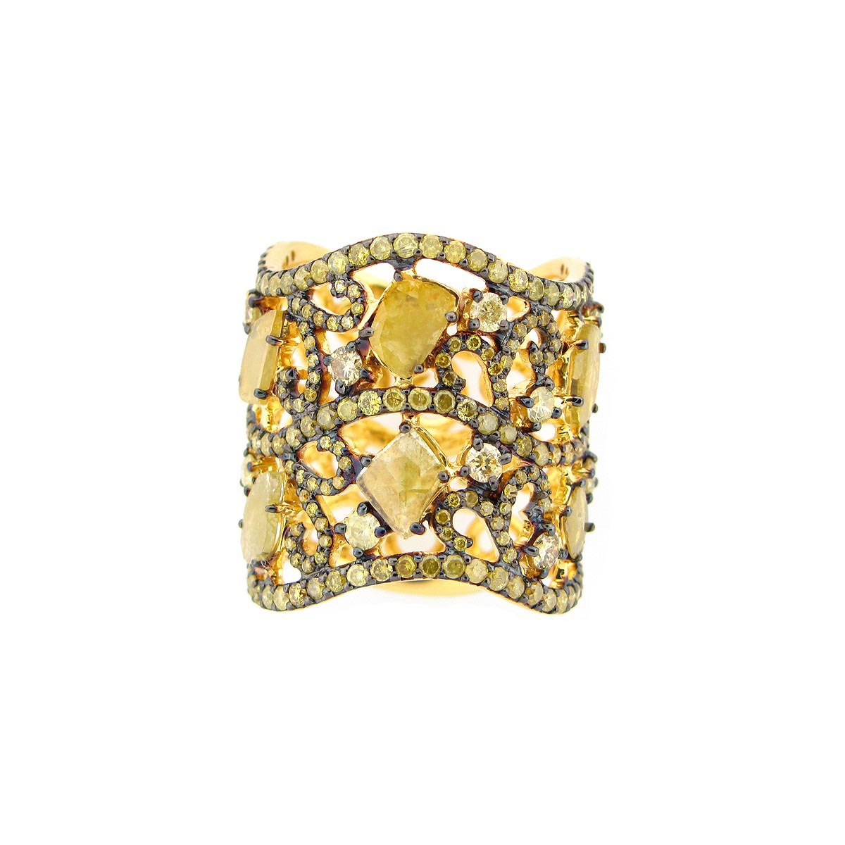 Rose Cut Slice Yellow Diamond Ring Rose Cut Slice Yellow Diamond Ring