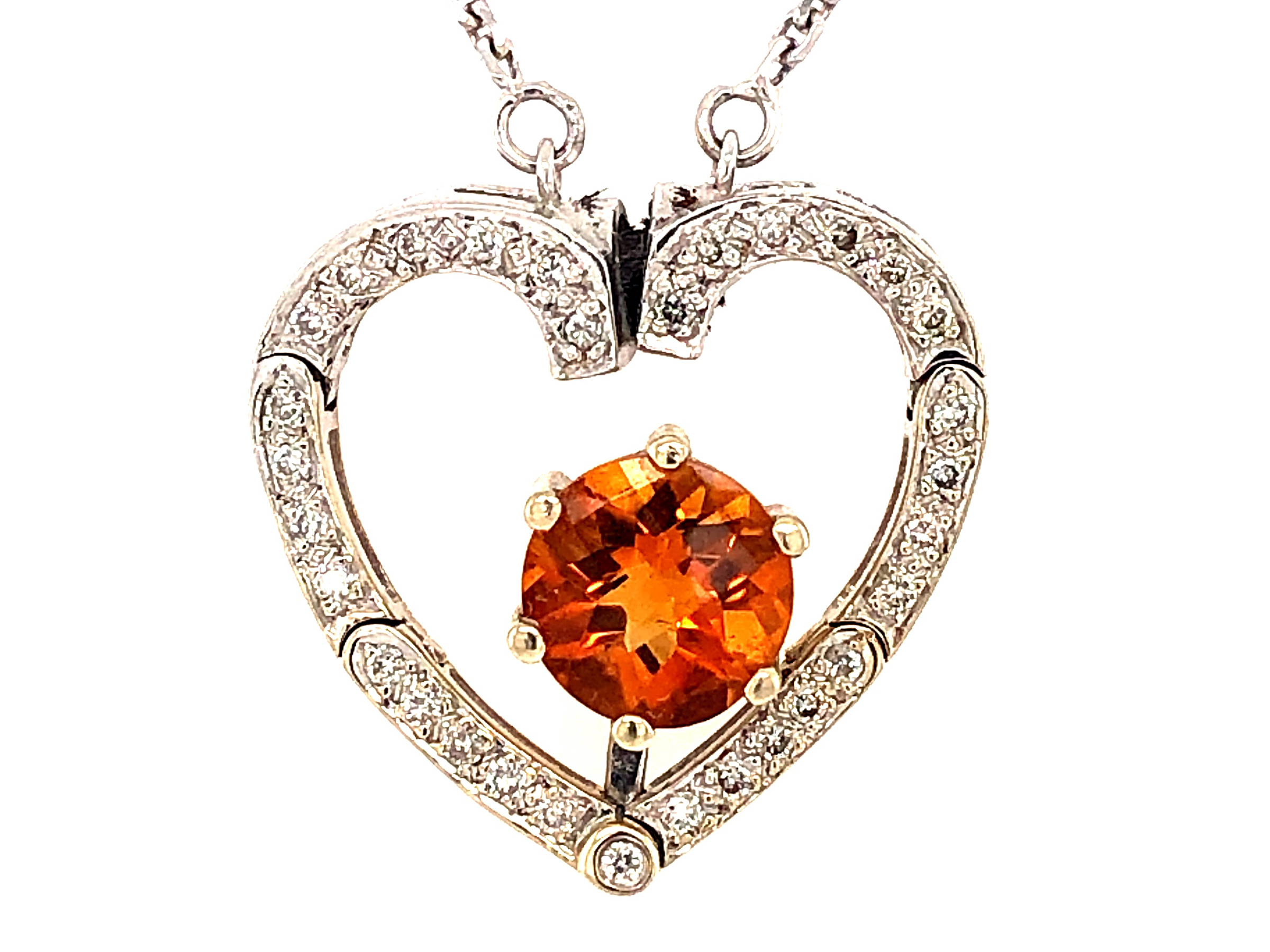 Citrine & Diamond Heart Convertible Necklace