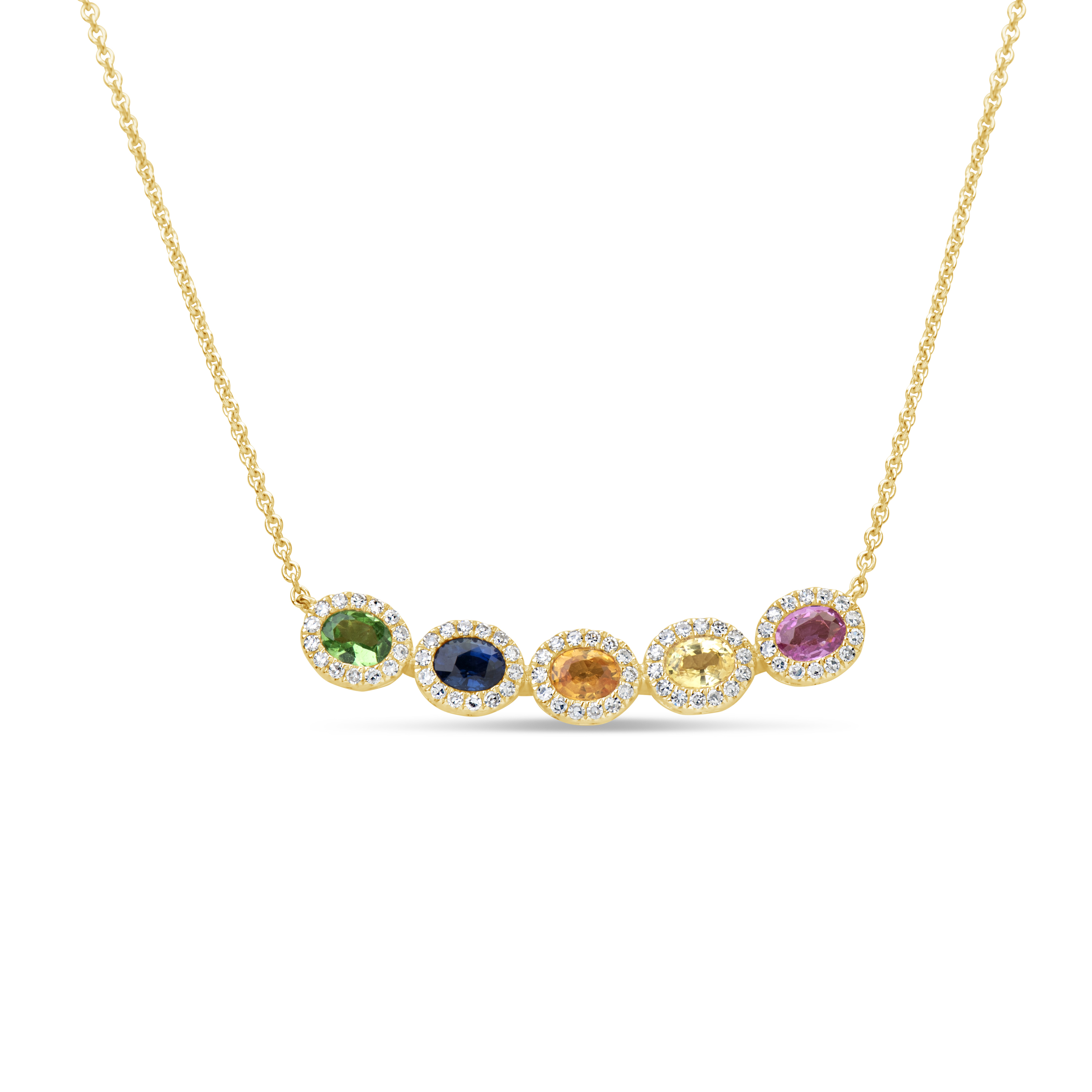 Rainbow Sapphire & Diamond Pendant Necklace