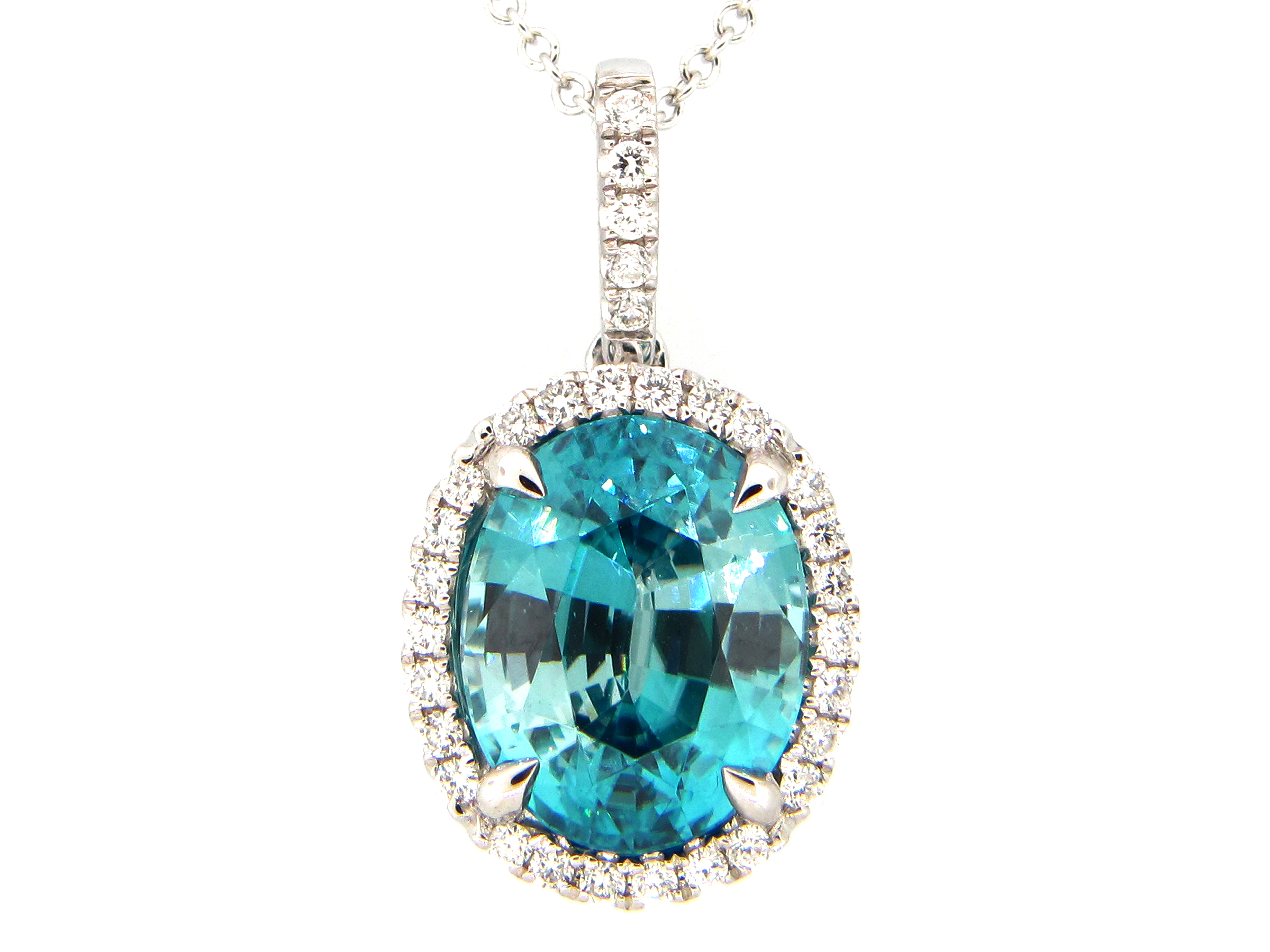 Dilamani Jewelry Blue Zircon & Diamond Pendant