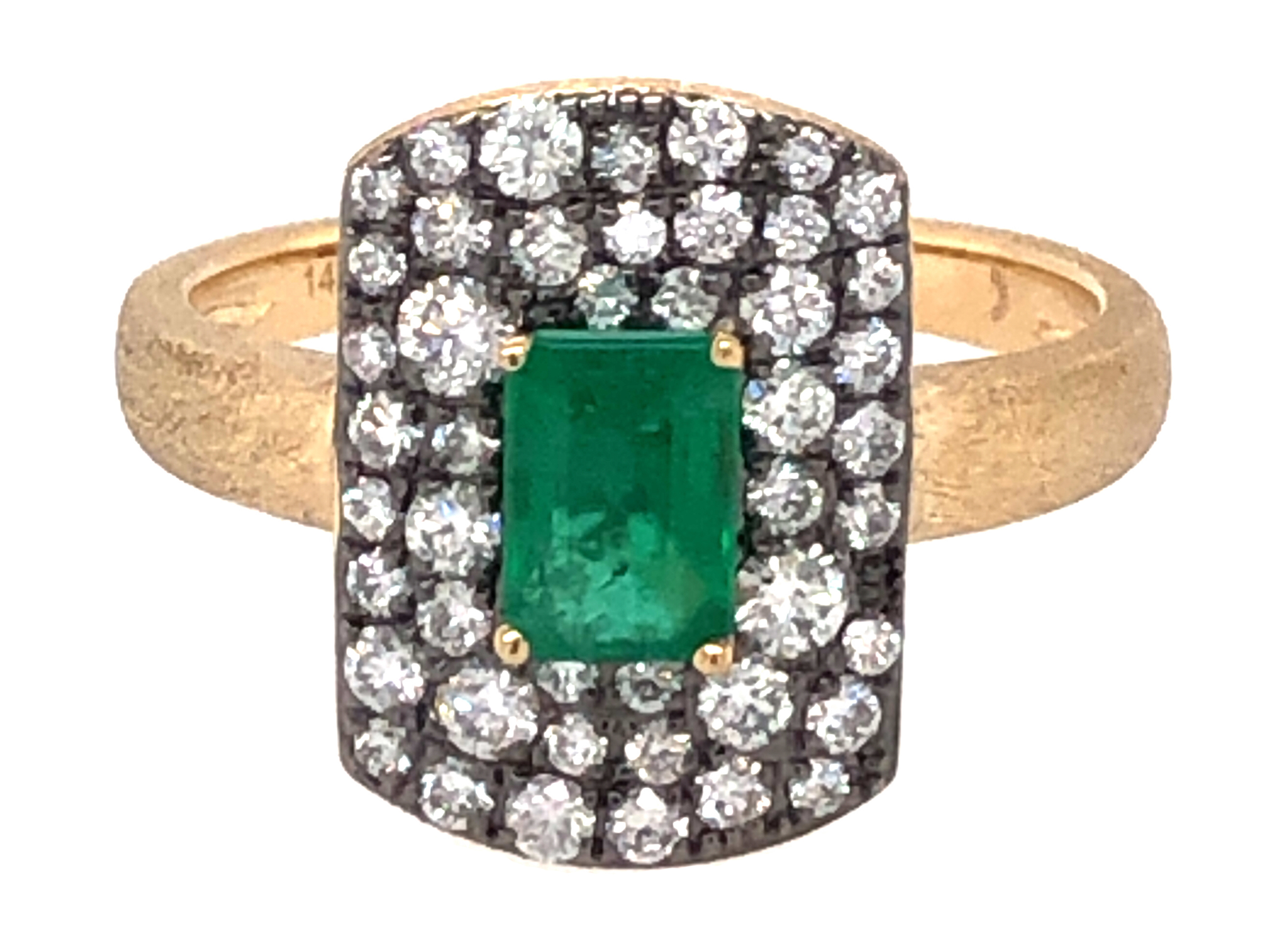 Emerald Cut Emerald & Diamond Ring
