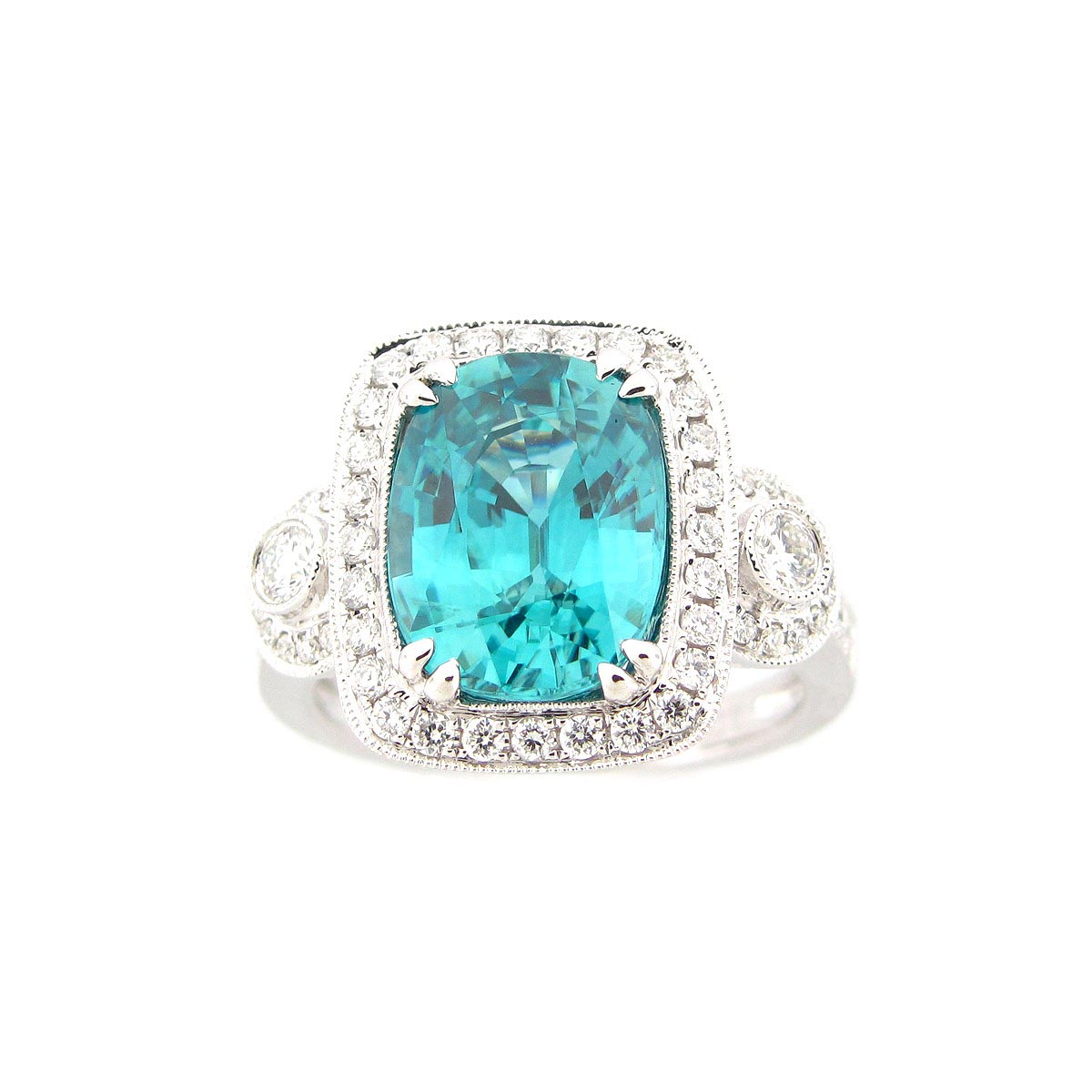 Dilamani Jewelry | Blue Zircon & Diamond Ring