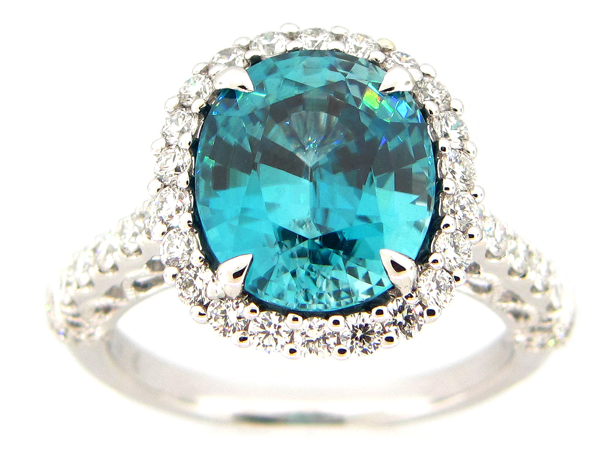 Dilamani Jewelry Blue Zircon & Diamond Ring