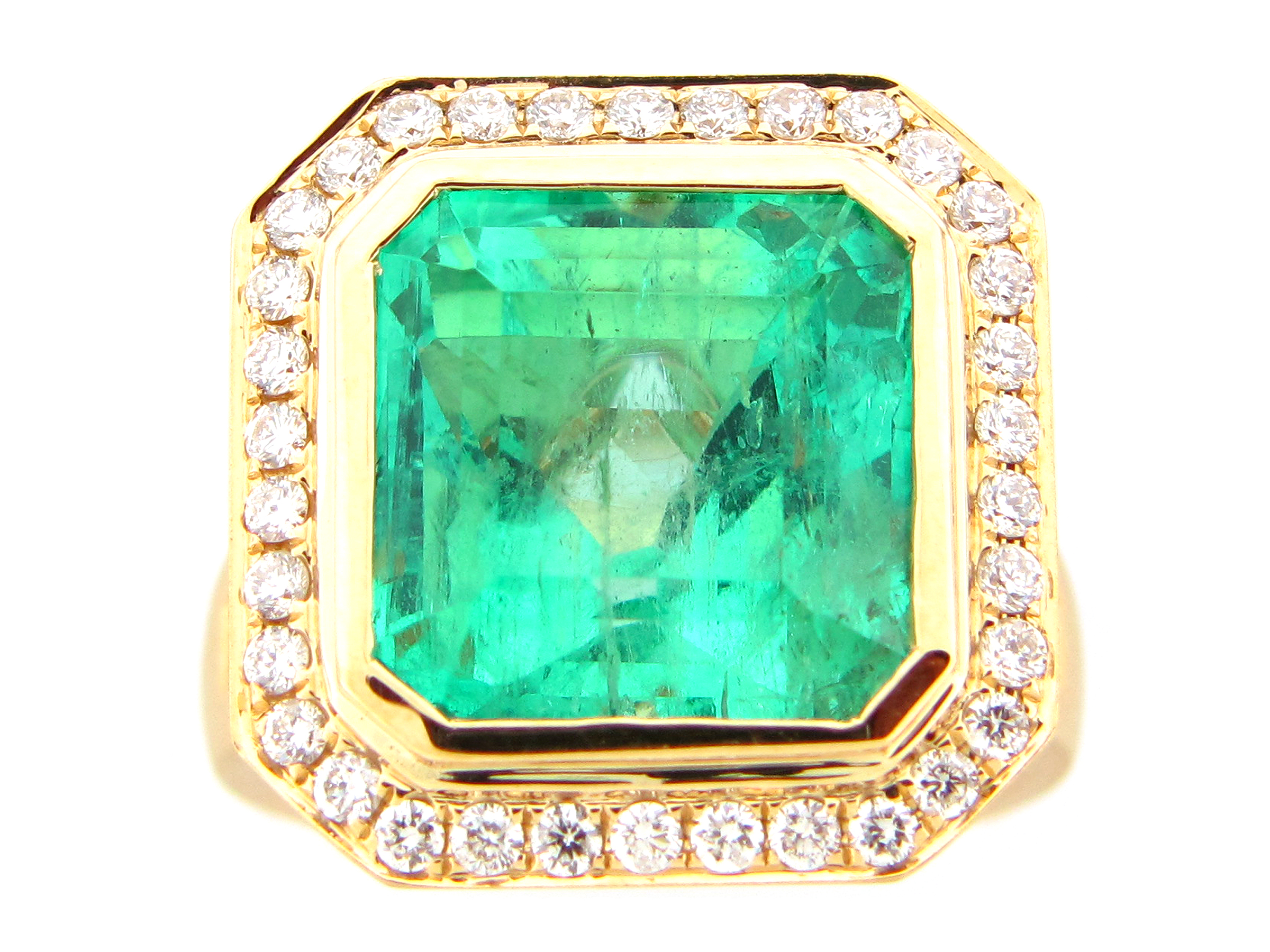 Emerald & Diamond Large Center Ring GIA Cert