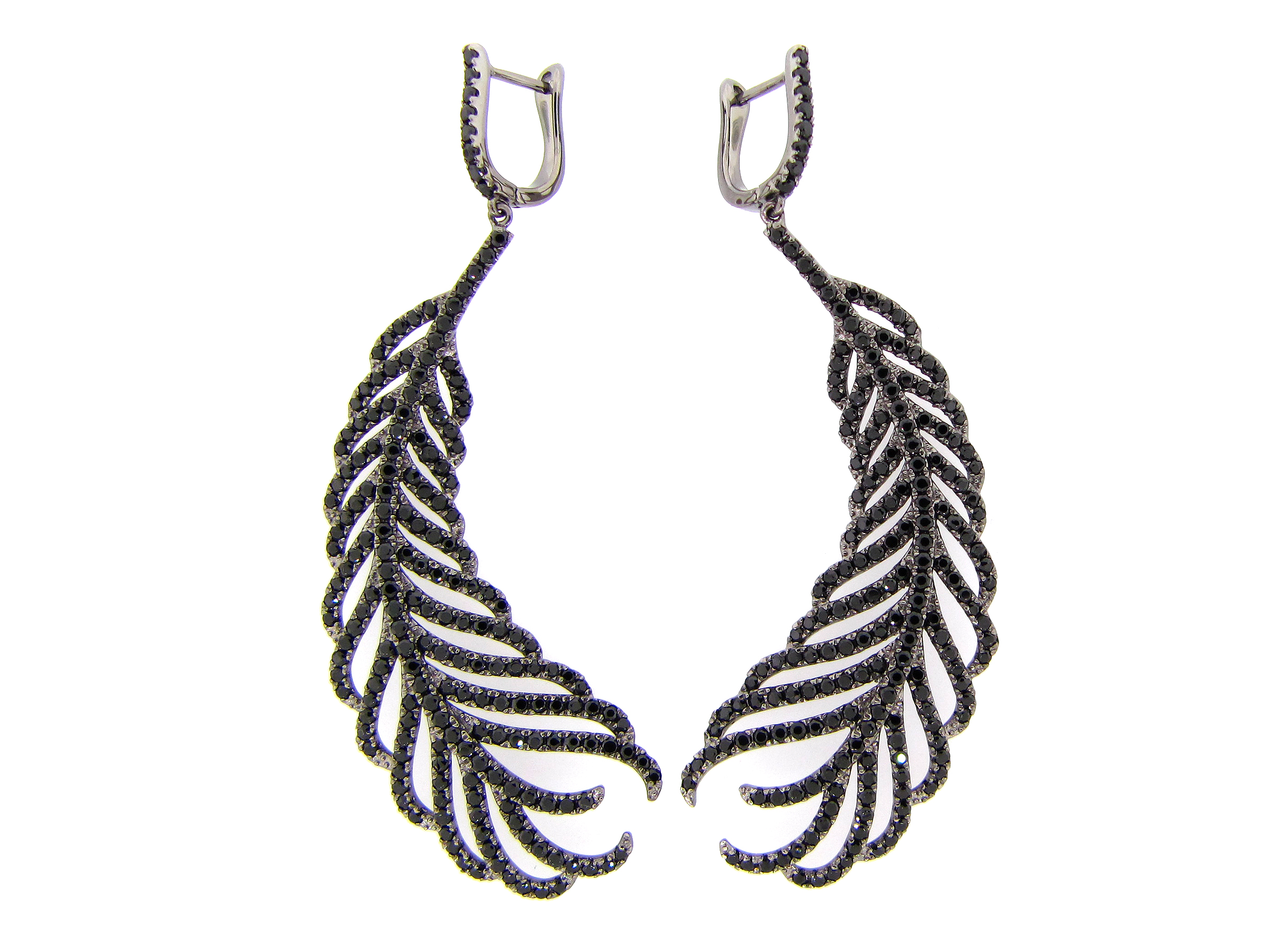 Black Spinel Feather Earring