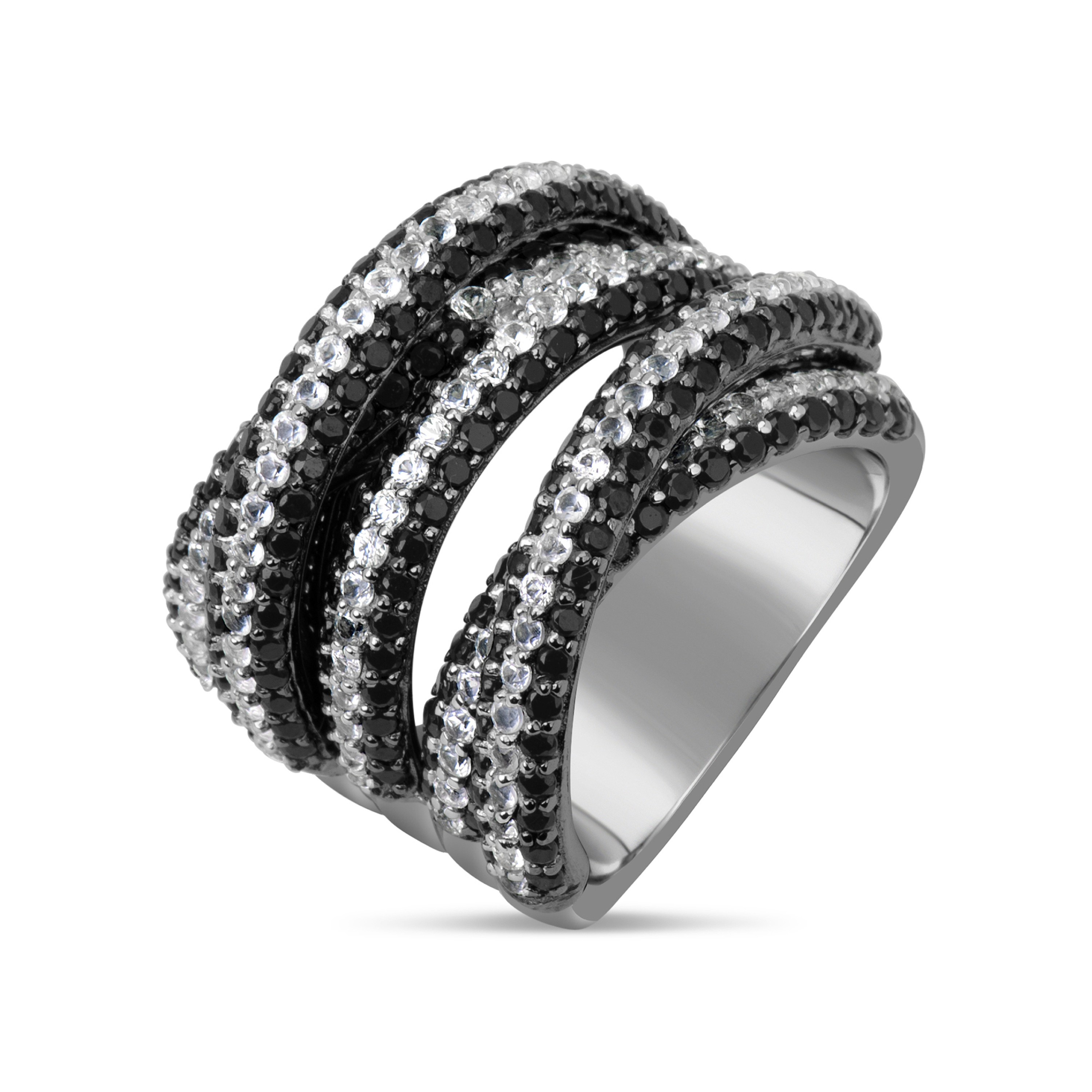 Black Spinel & White Sapphire Ring
