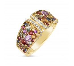 Rainbow Sapphire & Diamond Ring