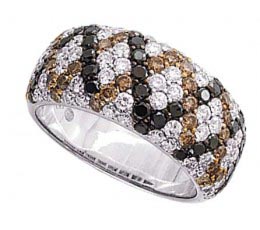 Micro-Pave Champagne, Black & White Diamond Ring