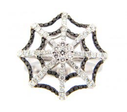 Black & White Diamond Spider Web Ring