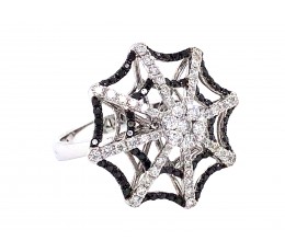 Black & White Diamond Spider Web Ring