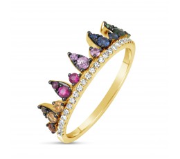 Rainbow Sapphire & Diamond Ring