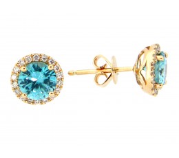Blue Zircon & Diamond Earring