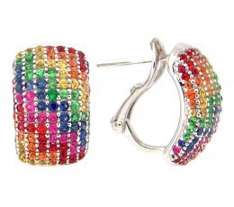 Micro-Pave Fancy Color Sapphire & Tsavorite Earrings Micro-Pave Fancy Color Sapphire & Tsavorite Earrings