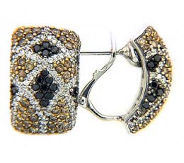 Black, Brown & White Diamond Earring