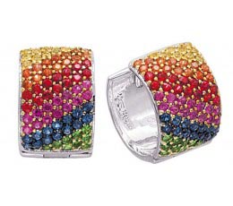 Micro-Pave Fancy Color Sapphire & Tsavorite Earrings Micro-Pave Fancy Color Sapphire & Tsavorite Earrings