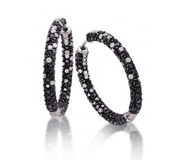 Black & White Diamond Hoop Earring