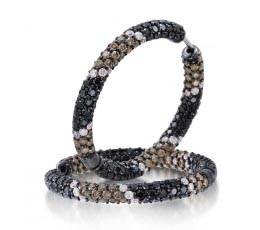 Black, Brown & White Diamond Hoop Earring