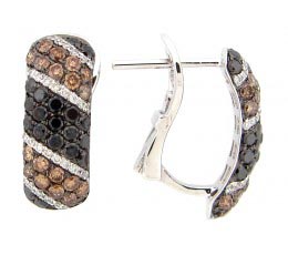 Black, Brown & White Diamond Earring