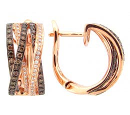 Brown & White Diamond Lattice Hoop Earring