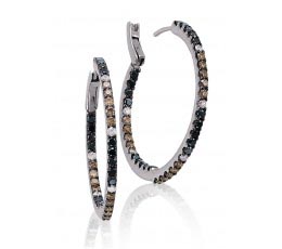 Black, Brown & White Diamond Hoop Earring