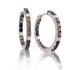 Black, Brown & White Diamond Hoop Earring