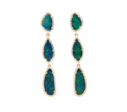 Black Opal & Diamond Dangle Earring