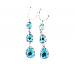 Swiss Blue Topaz & Diamond Drop Earring