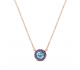 Blue Zircon & Pink Sapphire Pendant Necklace