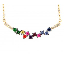 Rainbow Sapphire Bar Necklace