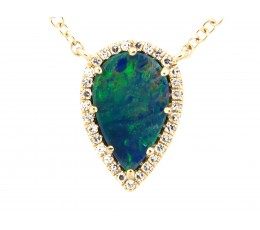 Black Opal & Diamond Pear Necklace