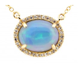 Opal & Diamond Pendant Necklace