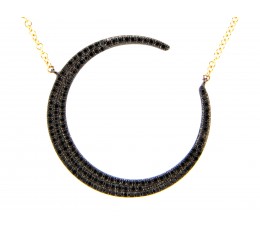 Black Diamond Crescent Moon Necklace