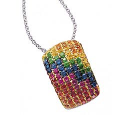 Micro-Pave Fancy Color Sapphire & Tsavorite Pendant Micro-Pave Fancy Color Sapphire & Tsavorite Pendant