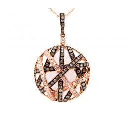 Brown & White Diamond Round Lattice Pendant