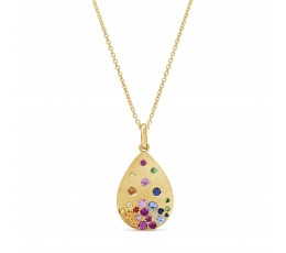 Rainbow Sapphire & Diamond Pendant Necklace