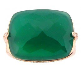 Green Agate & Diamond Ring