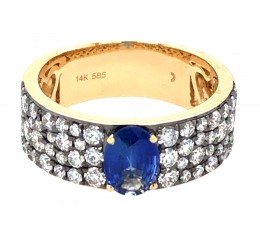 Sapphire Oval & Diamond Ring