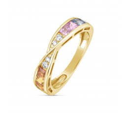 Rainbow Sapphire & Diamond Ring
